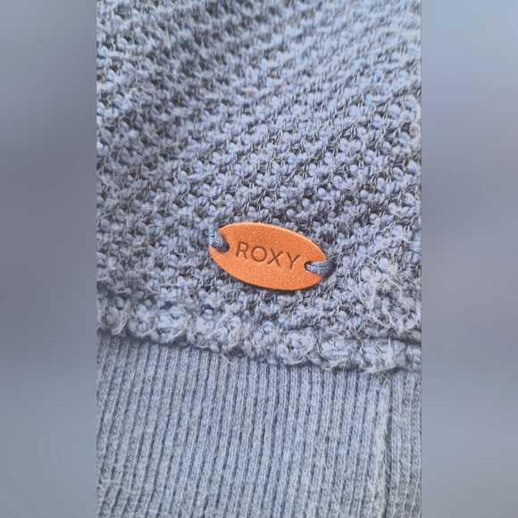 **5 for $20** ROXY Faded Blue Hooded Boho Knit Embroidered Sweater Sz Medium - Picture 3 of 4